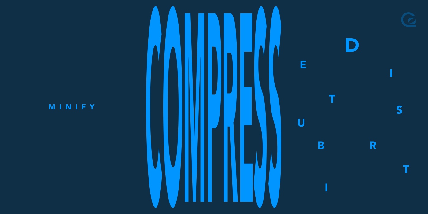 dark blue background with COMPRESS in pale blue in the middle